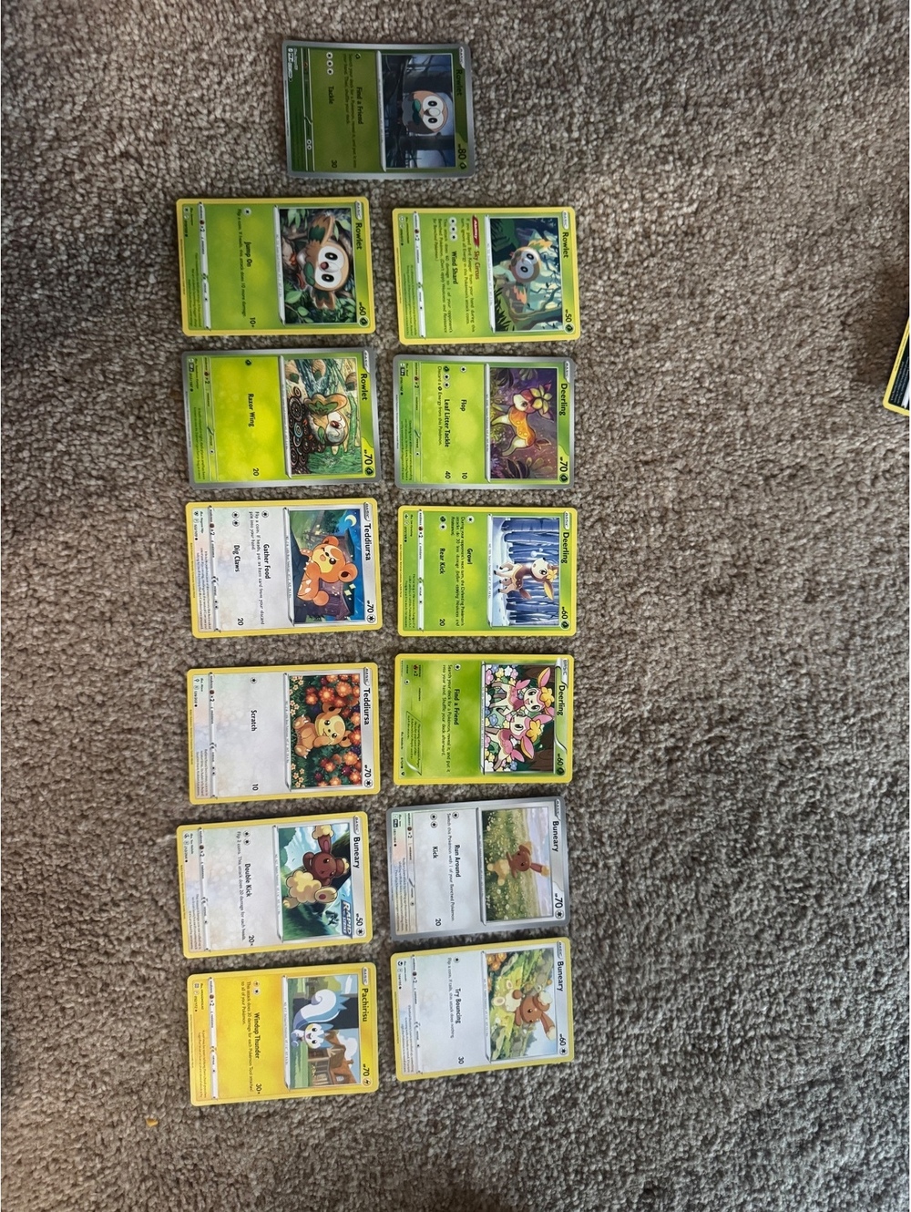 Pokémon TCG Forest Woodland Lot 13 Cards Rowlet Deerling Buneary + Holo